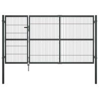 Poort met palen 350x140 cm staal antraciet
