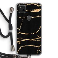 Gouden marmer: Pixel 4a Transparant Hoesje met koord