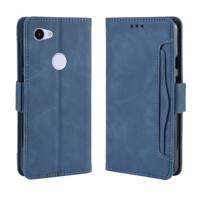 Portemonnee stijl huid gevoel kalf patroon lederen draagtas voor Google pixel 3a XL met aparte kaartsleuf (blauw)