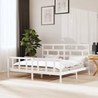 Bedframe massief grenenhout wit 200x200 cm