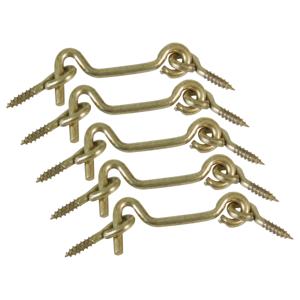 AMIG windhaak / windhaken - 5x - staal - goudkleur - L5 cm - D3.5 mm - met schroefoog