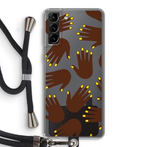 Hands dark: Samsung Galaxy S21 Plus Transparant Hoesje met koord