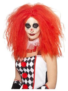 Clown Pruik Lang Horror Rood