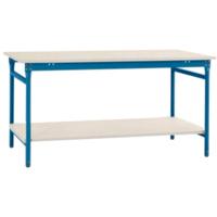 Manuflex BB5217.5007 Compleet bijzettafel basis stationair met kunststof plaat + legplank, bxdxh: 1250 x 600 x 780 mm Stralend blauw (RAL 5007)