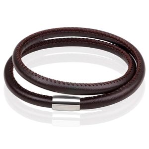 LGT Jewels leren Wrap armband Edelstaal Bruin