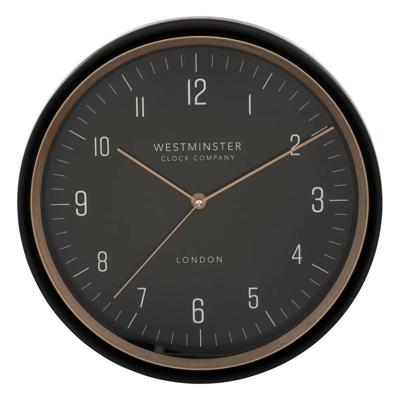 Wandklok/muur klok Montreux - Kunststof/glas - Dia 29 cm - zwart - keuken/gang/kantoor klok