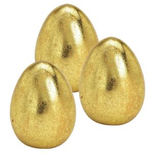 Decoratie Ei - Goud kleurig - 3x - keramiek - 6 x 8 cm - Paasdecoratie - paaseieren - Gouden eieren
