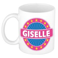 Giselle voornaam koffiemok - beker - wit/roze - 300 ml - Cadeau - Dames - Collega - Moederdag