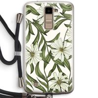 Wit bloemenpatroon: LG K10 (2016) Transparant Hoesje met koord
