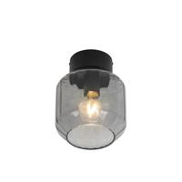 QAZQA Moderne plafondlamp zwart met smoke glas - Stiklo