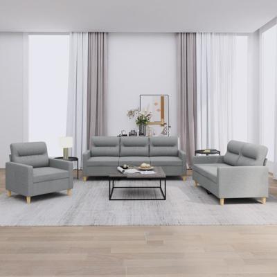 3-delige Loungeset met kussens stof lichtgrijs