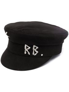 Ruslan Baginskiy casquette gavroche à logo brodé orné de pierres - Noir