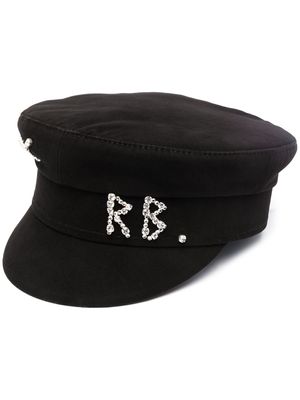 Ruslan Baginskiy casquette gavroche à logo brodé orné de pierres - Noir