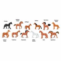 Plastic speelgoed figuren paarden 12 stuks   - - thumbnail