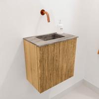 Toiletmeubel Mondiaz Joya Dlux | 40 cm | Meubelkleur Oak | Faye wastafel Oza Wasbak Midden | Zonder kraangat(en)