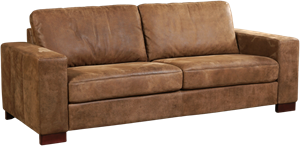 Bruine leren moderne 3-zitsbank Enjoy - poot hout bruin - Kenia Leer Brown (bruin leer)