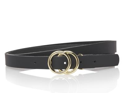 Take It Leren Riem Double Rings Zwart