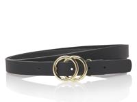 Take It Leren Riem Double Rings Zwart