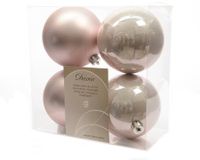 4 kerstballen poeder roze 100 mm - Ksd
