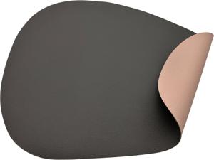 Luxe placemats lederlook - Eivormig - 6 stuks - dubbelzijdig roze en grijs - 44 x 37 cm - leer - leatherlook placemat