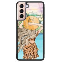 Samsung Galaxy S21 glazen hardcase - Sunset girl