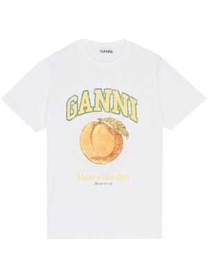 GANNI t-shirt à logo imprimé - Blanc