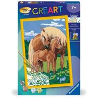 CreArt Kids 31x21cm Proud Horses, Kit di pittura con i numeri, Numero d'arte, Età 7+, 25850, Ravensburger