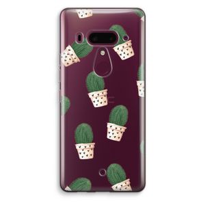 Cactusprint roze: HTC U12+ Transparant Hoesje