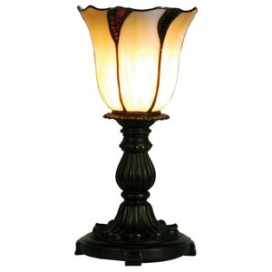 HAES DECO - Tiffany Tafellamp Beige, Bruin Ø 16x32 cm Fitting E14 / Lamp max 1x25W