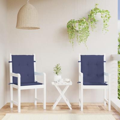 VidaXL Stoelkussens 2 st lage rug stof marineblauw
