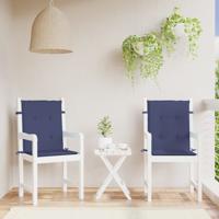 VidaXL Stoelkussens 2 st lage rug stof marineblauw