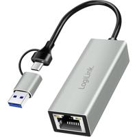 LogiLink USB 2.0 Adapter [1x USB 3.2 Gen 1 stekker C (USB 3.0) - 1x RJ45-bus] UA0238B 18.00 cm