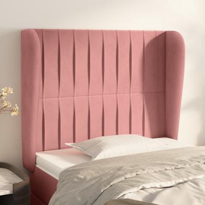 Hoofdbord met randen 83x23x118/128 cm fluweel roze
