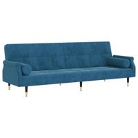 The Living Store Slaapbank Fluweel - Blauw - Verstelbare rugleuning - Comfortabele zitplaats - Stevig frame - Metalen - thumbnail