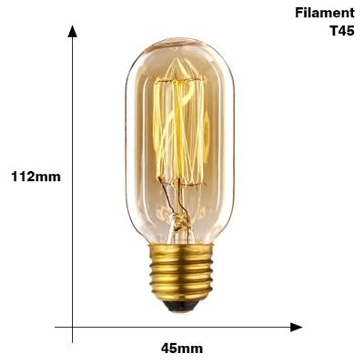E27 40W Retro Edison gloeilamp gloeidraad Vintage ampul gloeilamp AC 220V(T45 Filament)