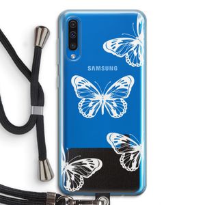 White butterfly: Samsung Galaxy A50 Transparant Hoesje met koord