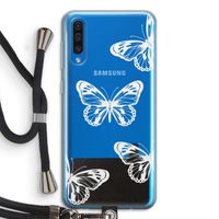 White butterfly: Samsung Galaxy A50 Transparant Hoesje met koord White butterfly: Samsung Galaxy A50 Transparant Hoesje met koord