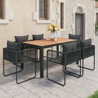 7-delige Tuinset PVC-rattan zwart en bruin