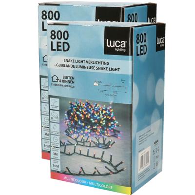 Luca Lighting Kerstverlichting - 2x stuks - gekleurd - 16 m - 800 leds