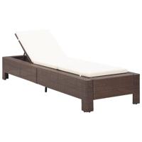 Ligbed met kussen poly rattan bruin