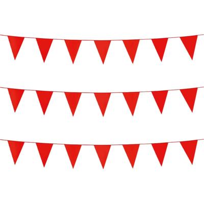 Party Vlaggenlijn puntvlaggetjes - 3x - kunststof - rood - 10 meter - Slinger - versiering