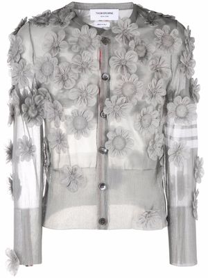 Thom Browne cardigan à fleurs appliquées - Gris