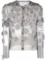 Thom Browne cardigan à fleurs appliquées - Gris