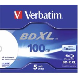 Verbatim BD-R XL Blu-Ray 100GB 4x 5st. Printable Jewelcase