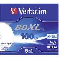 Verbatim BD-R XL Blu-Ray 100GB 4x 5st. Printable Jewelcase Verbatim BD-R XL Blu-Ray 100GB 4x 5st. Printable Jewelcase