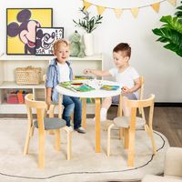 5-Delige Gebogen Houten Tafel en Stoelenset voor Kinderen Activiteitentafel met 4 Stoelen Kindermeubilair om te Spelen/Tekenen/Lezen - thumbnail