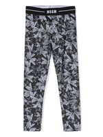 MSGM Kids legging imprimé à taille élastiquée - Noir