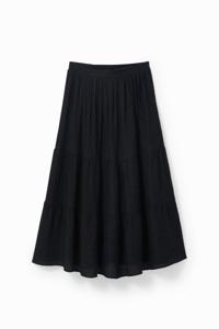 Wijd uitlopende midirok - BLACK - L