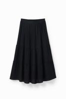 Wijd uitlopende midirok - BLACK - L