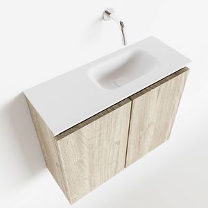 MONDIAZ TURE 60cm toiletmeubel light brown grey. EDEN wastafel talc rechts geen kraangat